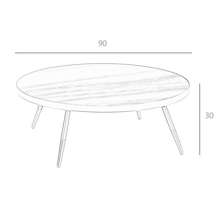 ANGEL CERDA Table basse ronde en marbre de porcelaine et acier noir  