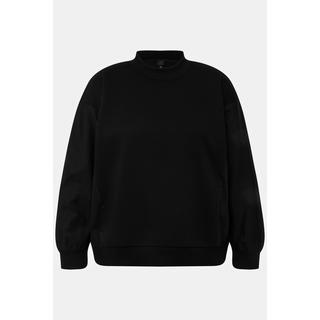 Ulla Popken Felpa Inserto Popeline Scollo Rotondo Maniche Lunghe Pipistrello  