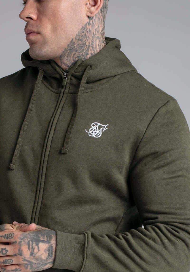 Sik Silk  Kapuzenpullover Khaki Essential Zip Through Funnel Hoodie 