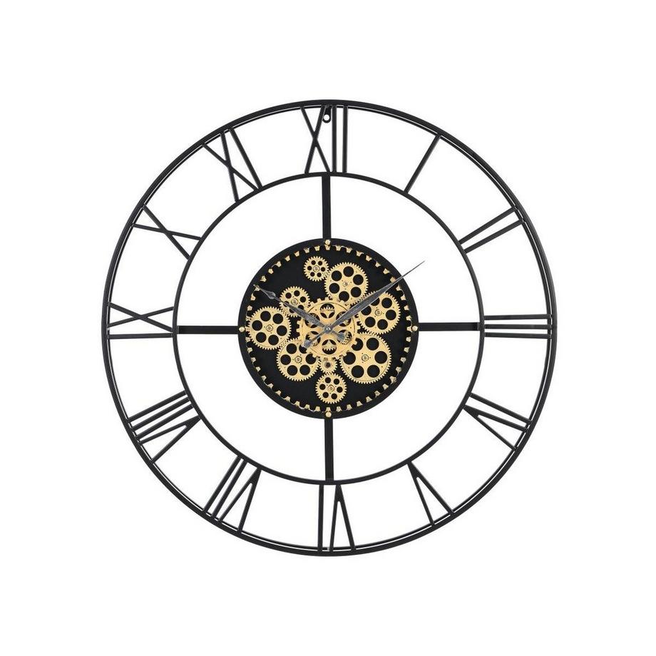 Vente-unique Wanduhr - D. 80 cm - Metall - Goldfarben & Schwarz - KARIAL  
