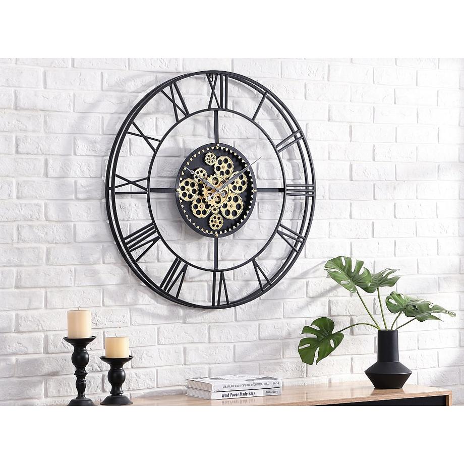 Vente-unique Wanduhr - D. 80 cm - Metall - Goldfarben & Schwarz - KARIAL  