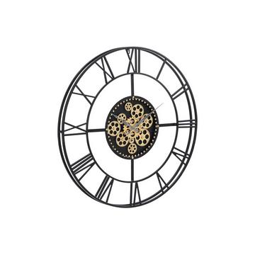 Horloge murale industrielle - D. 80 cm - Métal - Noir et doré - KARIAL