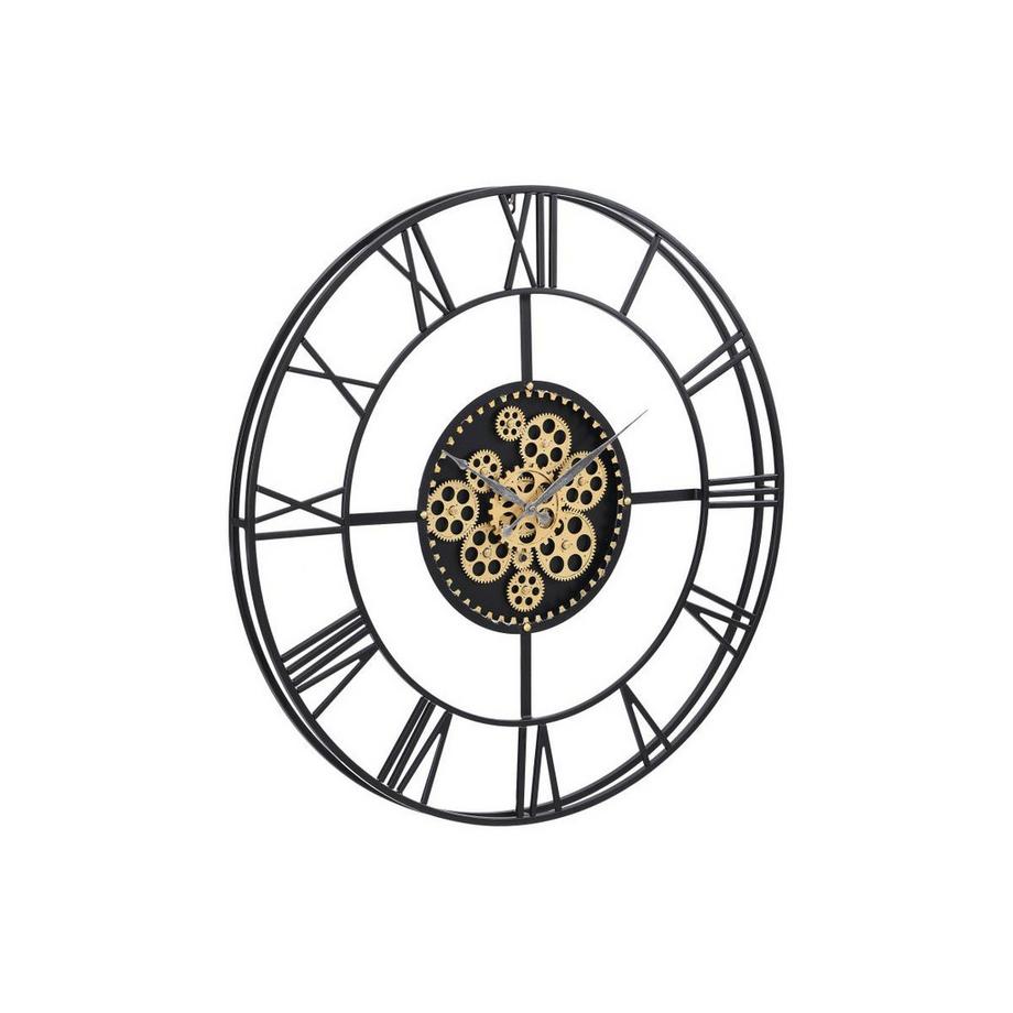 Wanduhr - D. 80 cm - Metall - Goldfarben & Schwarz - KARIAL