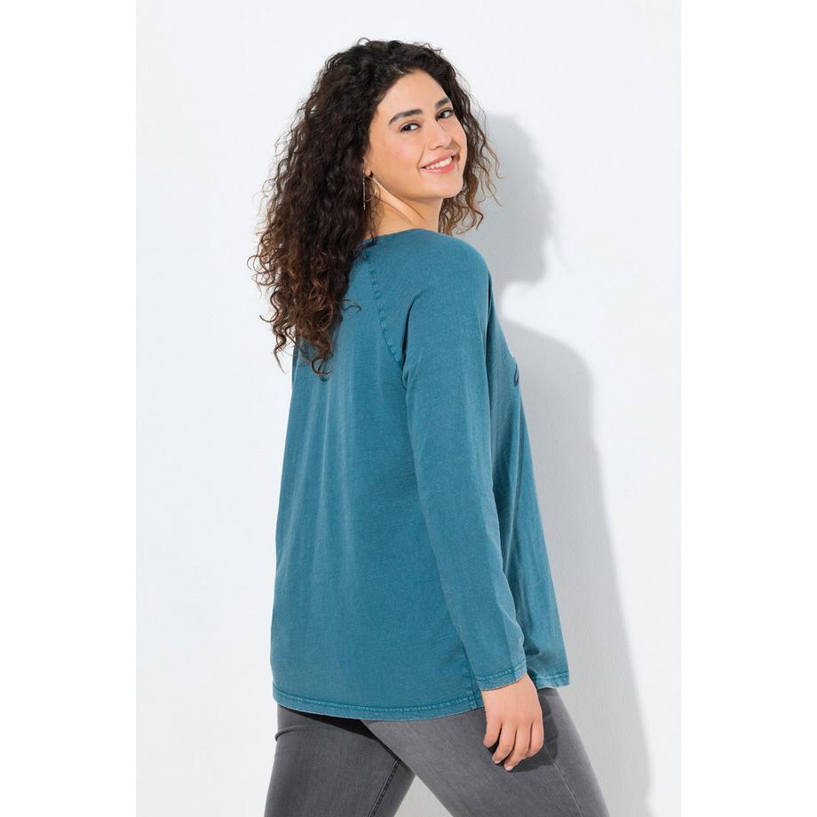 Ulla Popken Maglia Vintage Look Linea A Scollo V Maniche Lunghe  