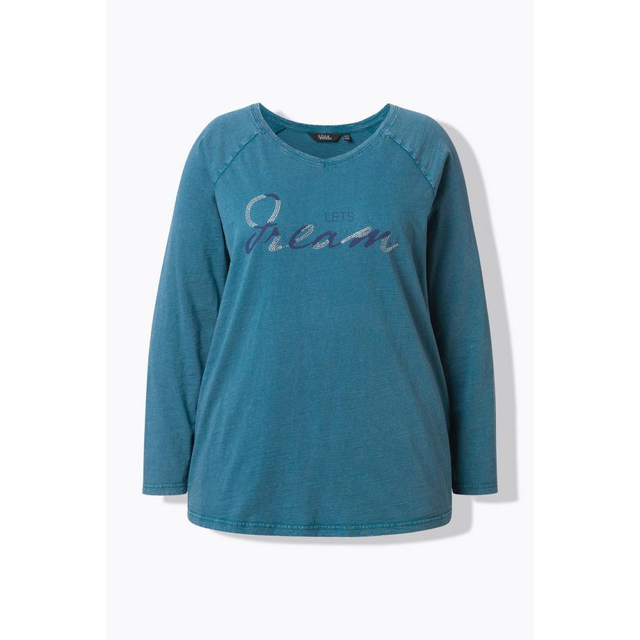 Ulla Popken Maglia Vintage Look Linea A Scollo V Maniche Lunghe  