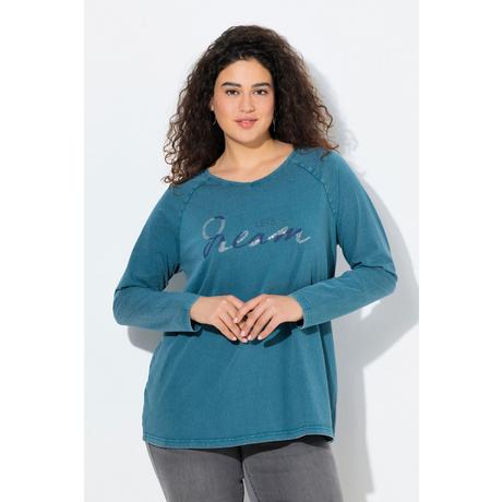 Ulla Popken Vintage Look A-Linie V-Ausschnitt Langarm Shirt  