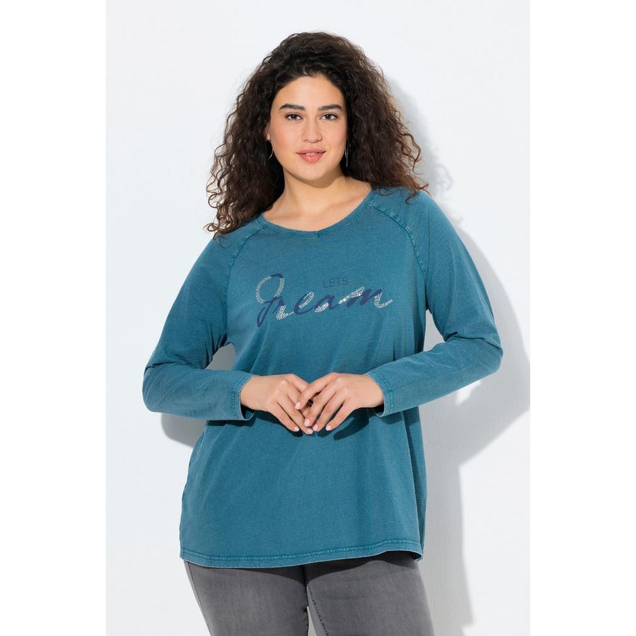 Ulla Popken Maglia Vintage Look Linea A Scollo V Maniche Lunghe  