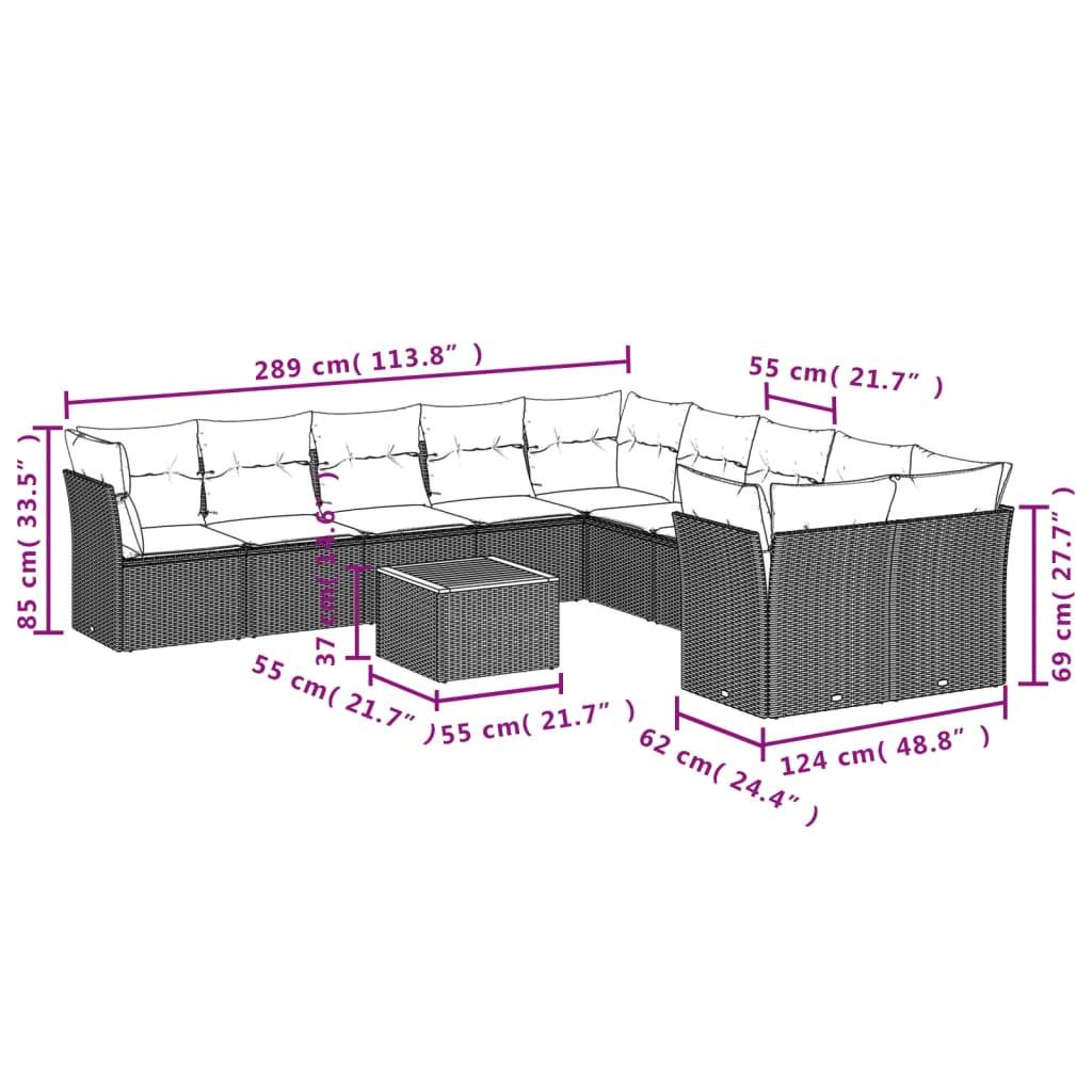 VidaXL Ensemble de canapés de jardin rotin synthétique  