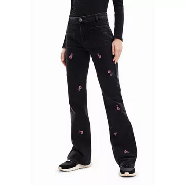 Jeans flare fleurs femme