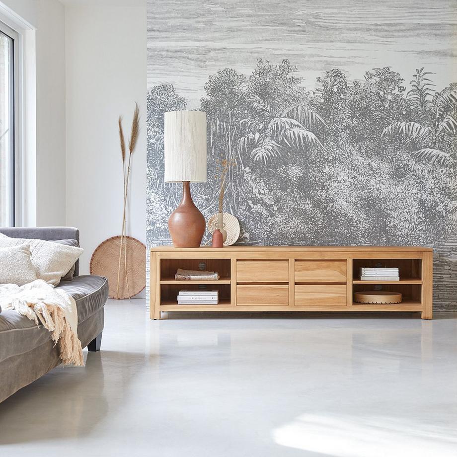 Tikamoon TV Schrank aus massivem Teakholz 200 cm Patio  