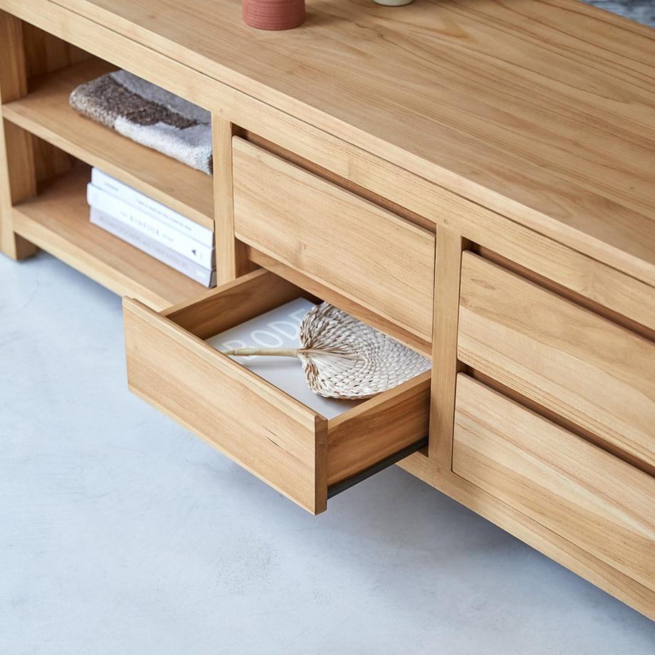 Tikamoon TV Schrank aus massivem Teakholz 200 cm Patio  