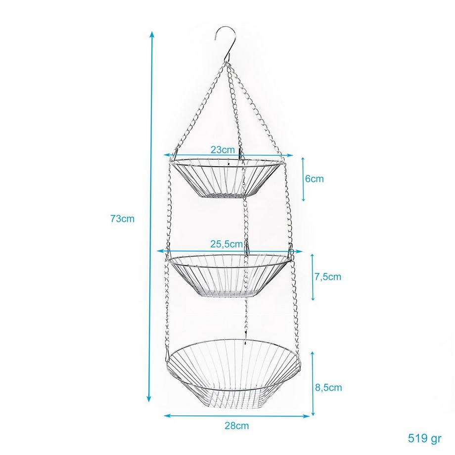 Intirilife Intirilife Panier suspendu de cuisine pour fruits et légumes  