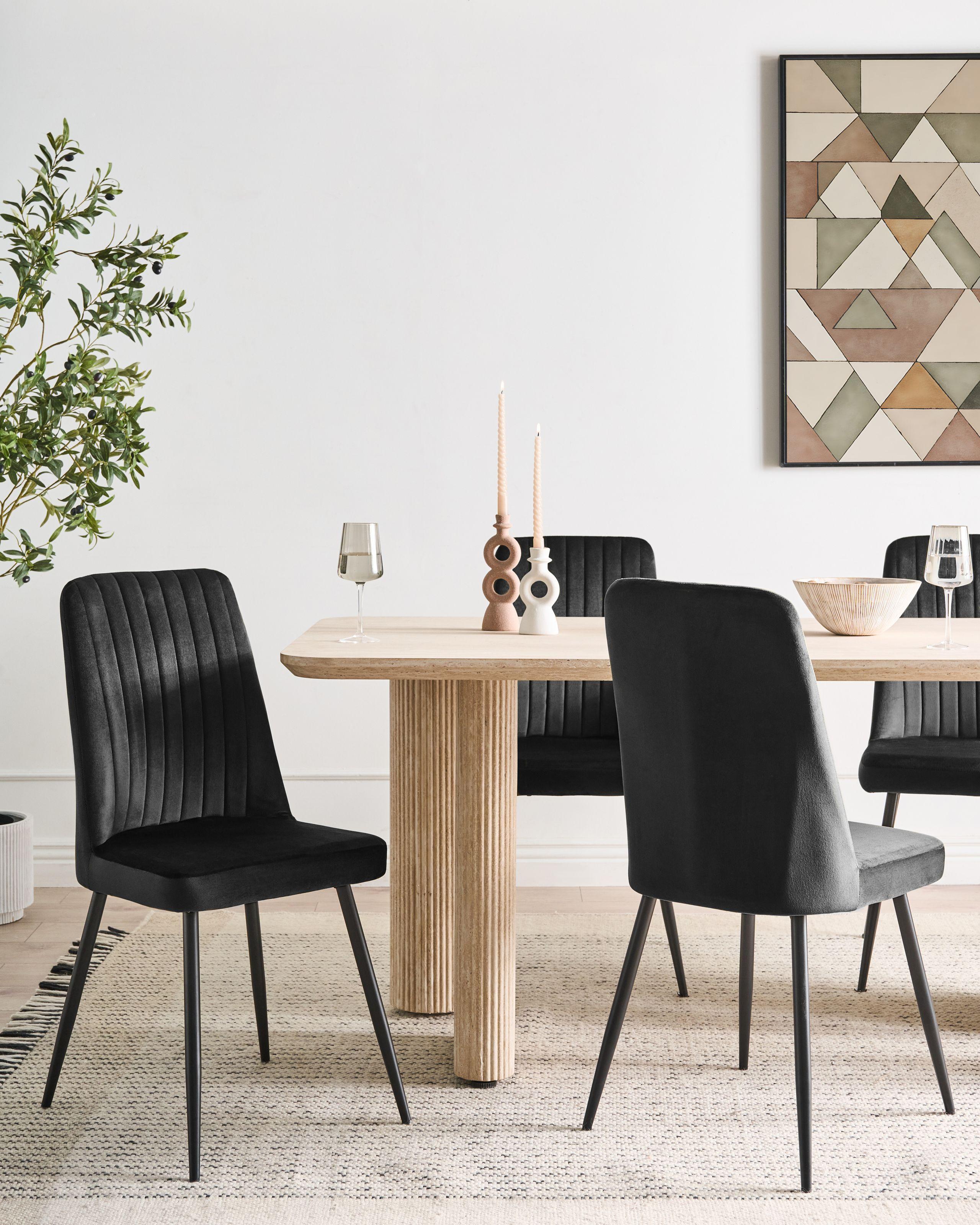 Beliani Set di 4 sedie da pranzo en Velluto Scandinavo KIRBY  