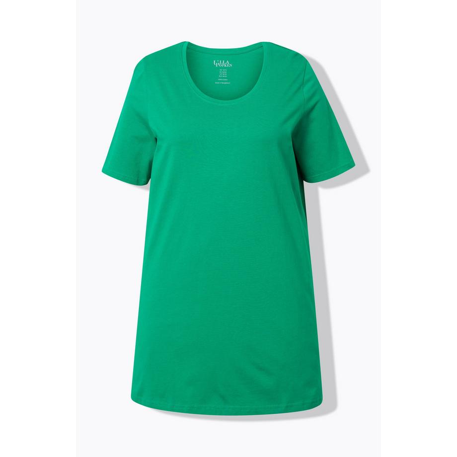 Ulla Popken T-shirt long Col rond Manches courtes Coupe évasée  