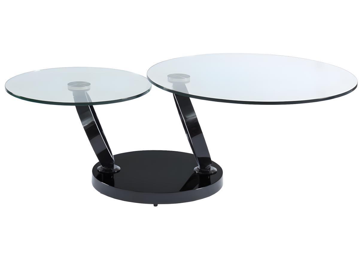 Vente-unique Table basse avec plateaux pivotants JOLINE Verre trempé transparent pied chromé  