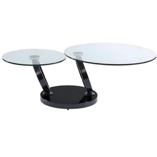 Vente-unique Table basse avec plateaux pivotants JOLINE Verre trempé transparent pied chromé  