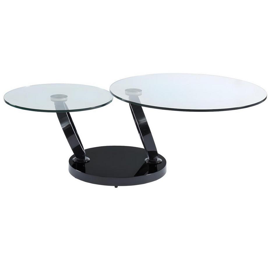 Vente-unique Couchtisch mit drehbaren Tischplatten Sicherheitsglas Metall JOLINE Transparent  