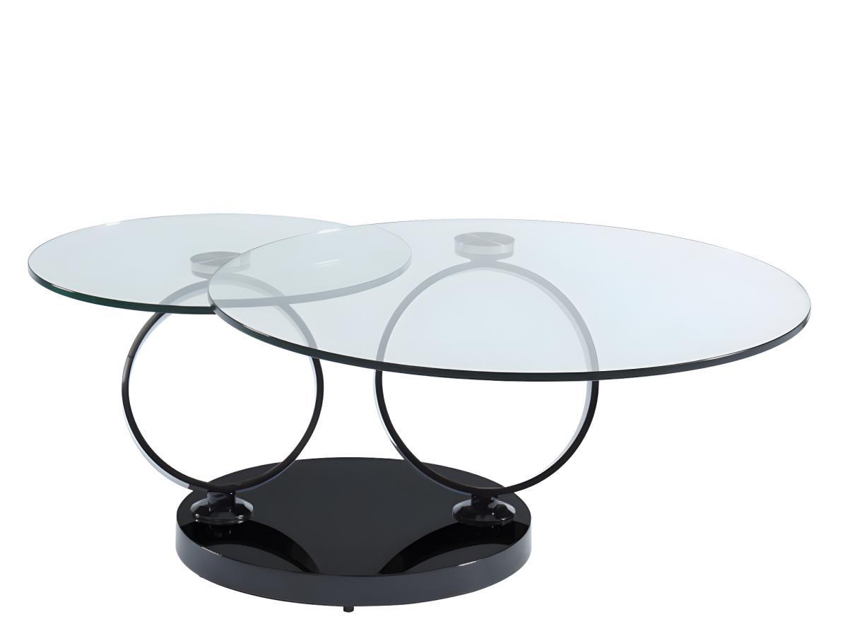 Vente-unique Table basse avec plateaux pivotants JOLINE Verre trempé transparent pied chromé  