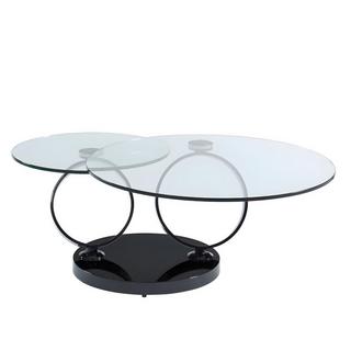 Vente-unique Table basse avec plateaux pivotants JOLINE Verre trempé transparent pied chromé  