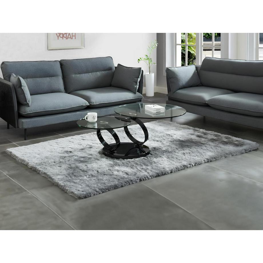 Vente-unique Couchtisch mit drehbaren Tischplatten Sicherheitsglas Metall JOLINE Transparent  