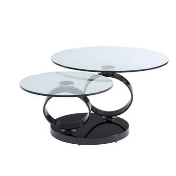 Table basse avec plateaux pivotants JOLINE Verre trempé transparent pied chromé