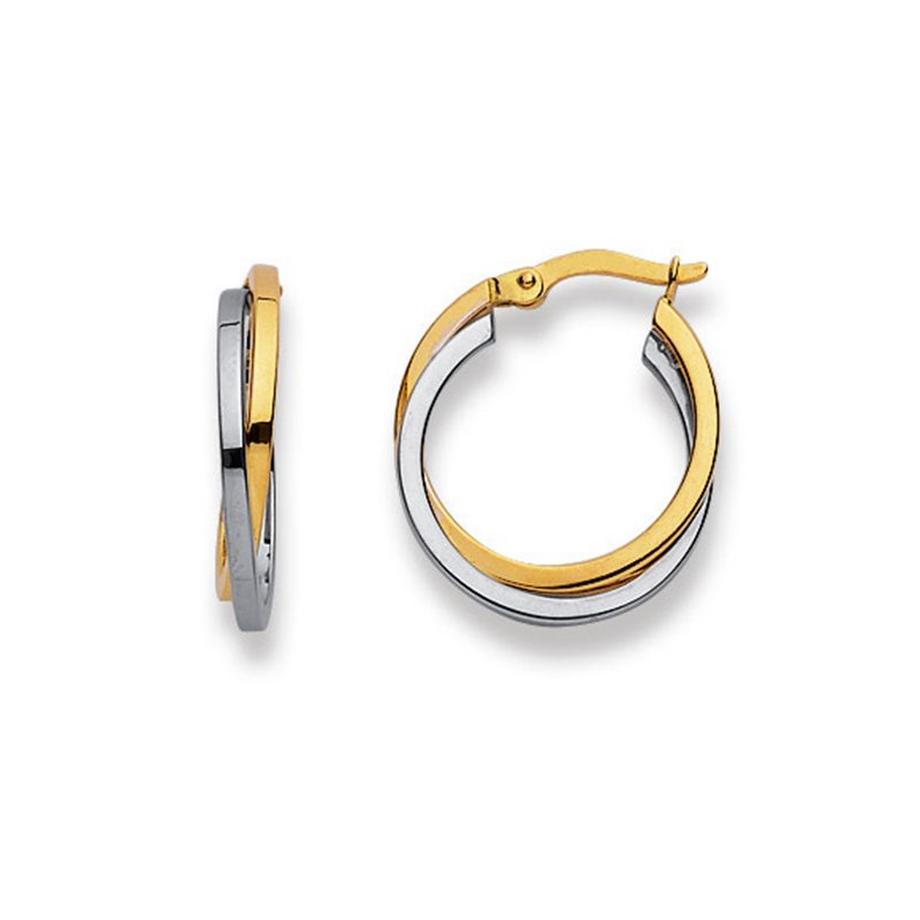 MUAU Schmuck  Créoles bicolores or jaune/blanc 750, 18mm 