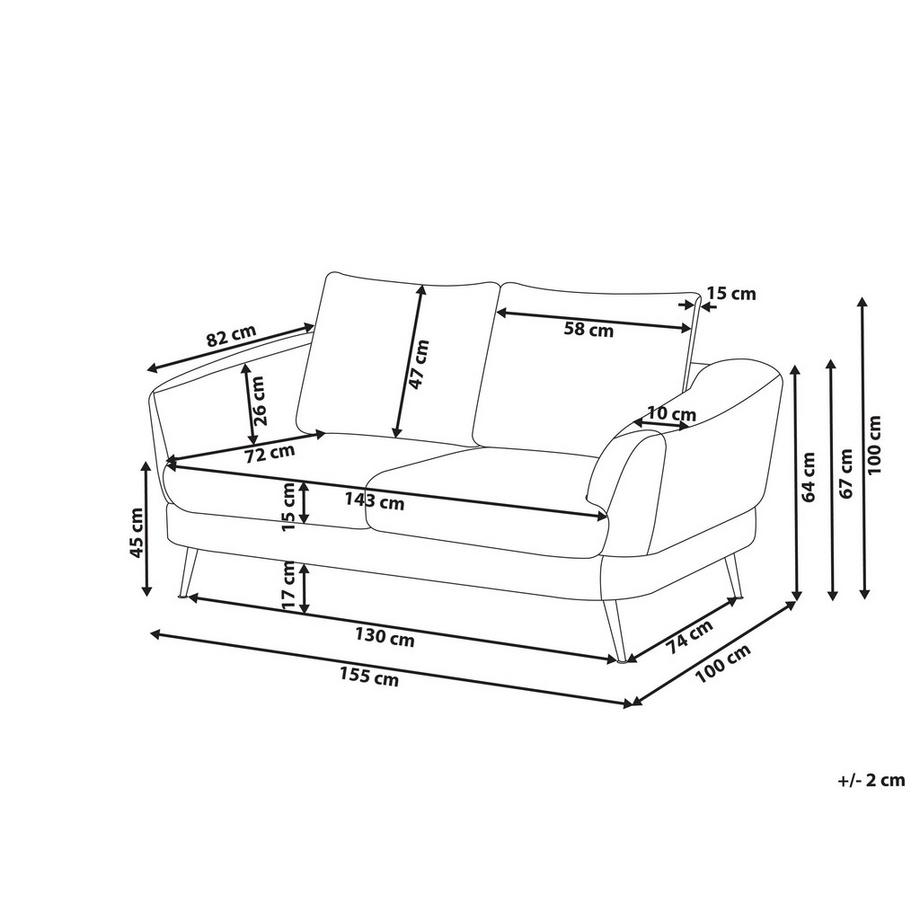 Beliani 2 Sitzer Sofa aus Stoff Modern KJAER  