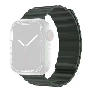 Mutural  Apple Watch 42/44/45mm - cinturino in silicone con anello magnetico verde 