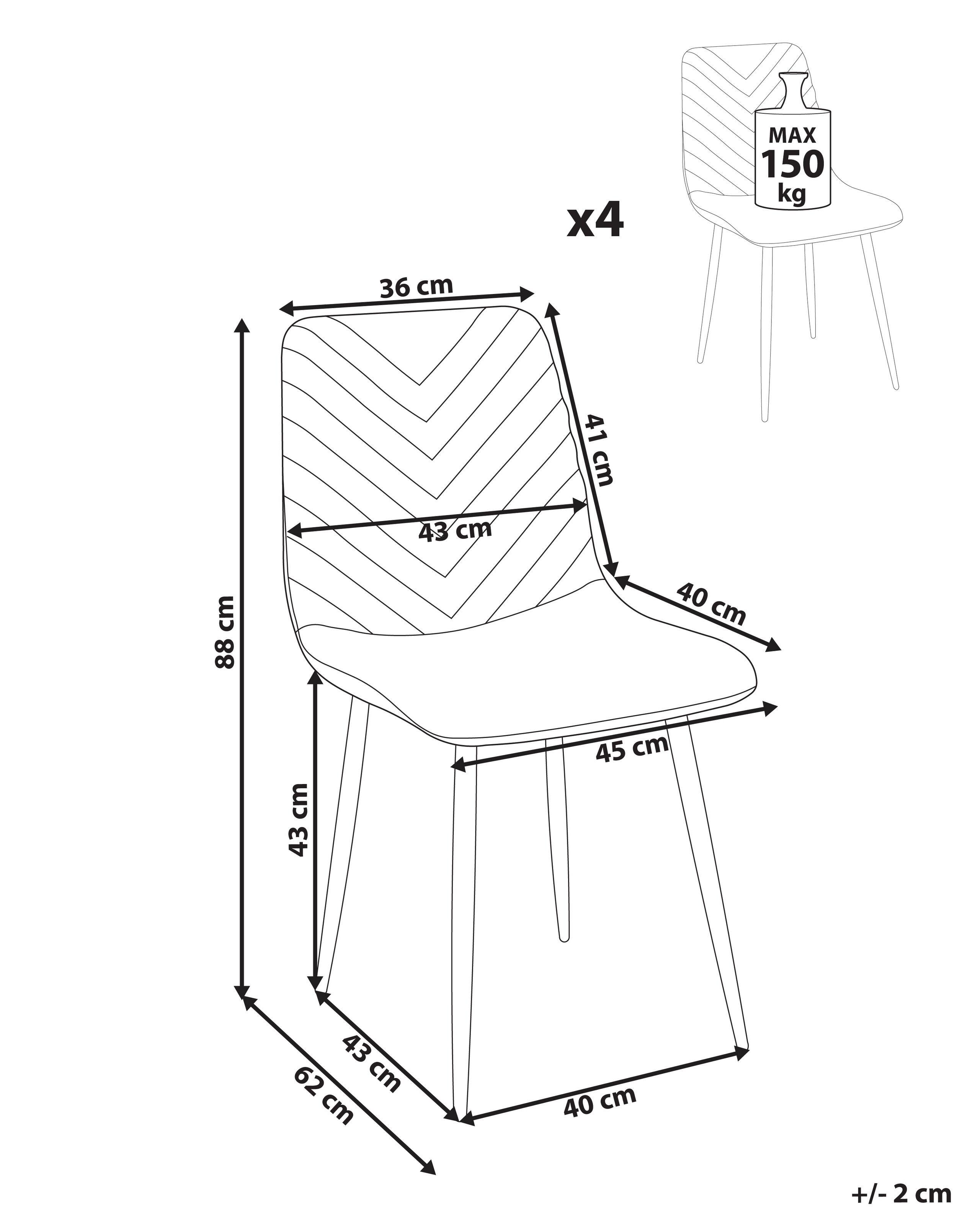 Beliani Lot de 4 chaises en Velours Moderne HAVRE  