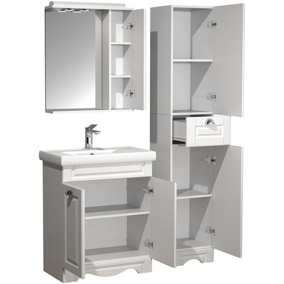 VCM 5 pcs. plan de lavabo largeur 60 cm set de meubles de salle de bain lavabo armoire de toilette armoire haute Landhaus Casalo L  