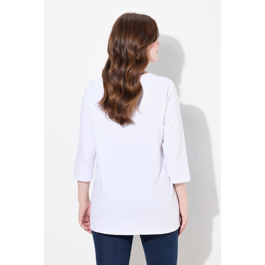 Ulla Popken Blüten A-Linie Tunika-Ausschnitt 3/4-Arm Shirt  