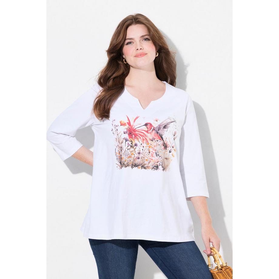 Ulla Popken Blüten A-Linie Tunika-Ausschnitt 3/4-Arm Shirt  