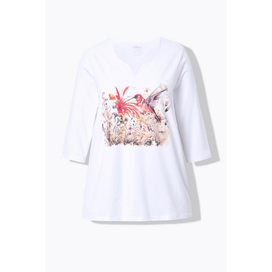 Ulla Popken Blüten A-Linie Tunika-Ausschnitt 3/4-Arm Shirt  