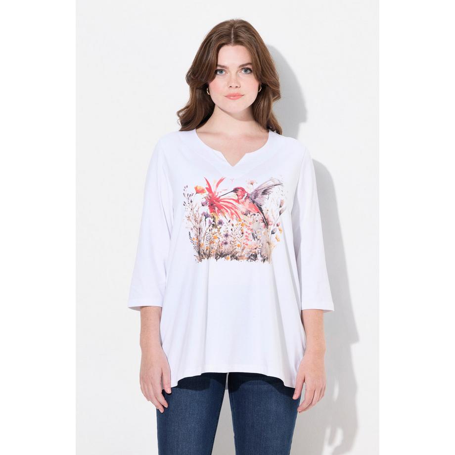 Ulla Popken Blüten A-Linie Tunika-Ausschnitt 3/4-Arm Shirt  