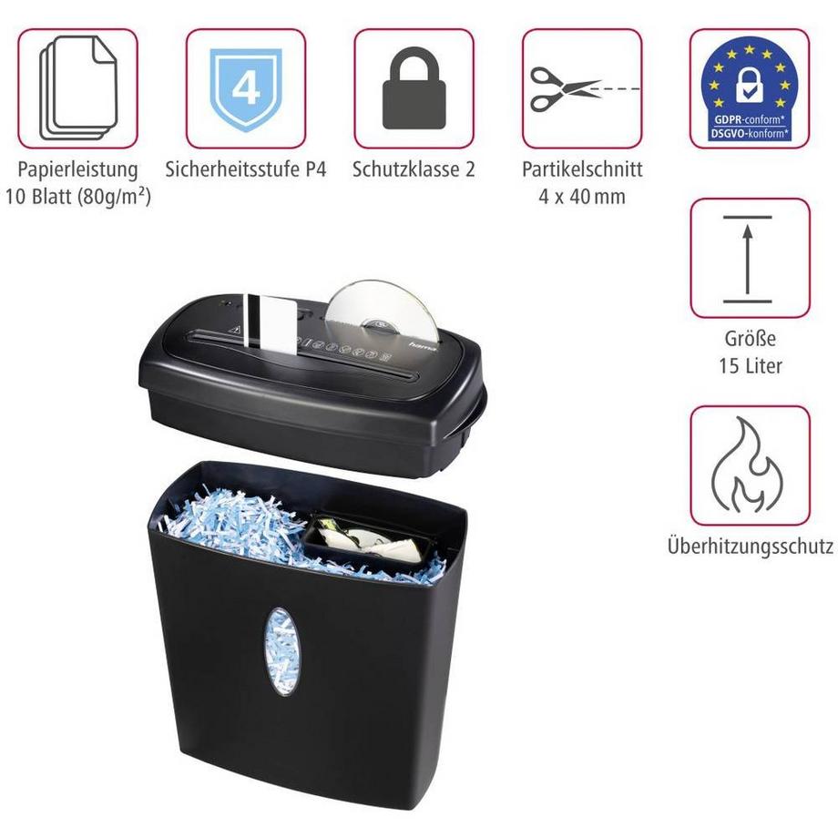 hama Aktenvernichter Streifenschnitt 4 x 40 mm 15 l  