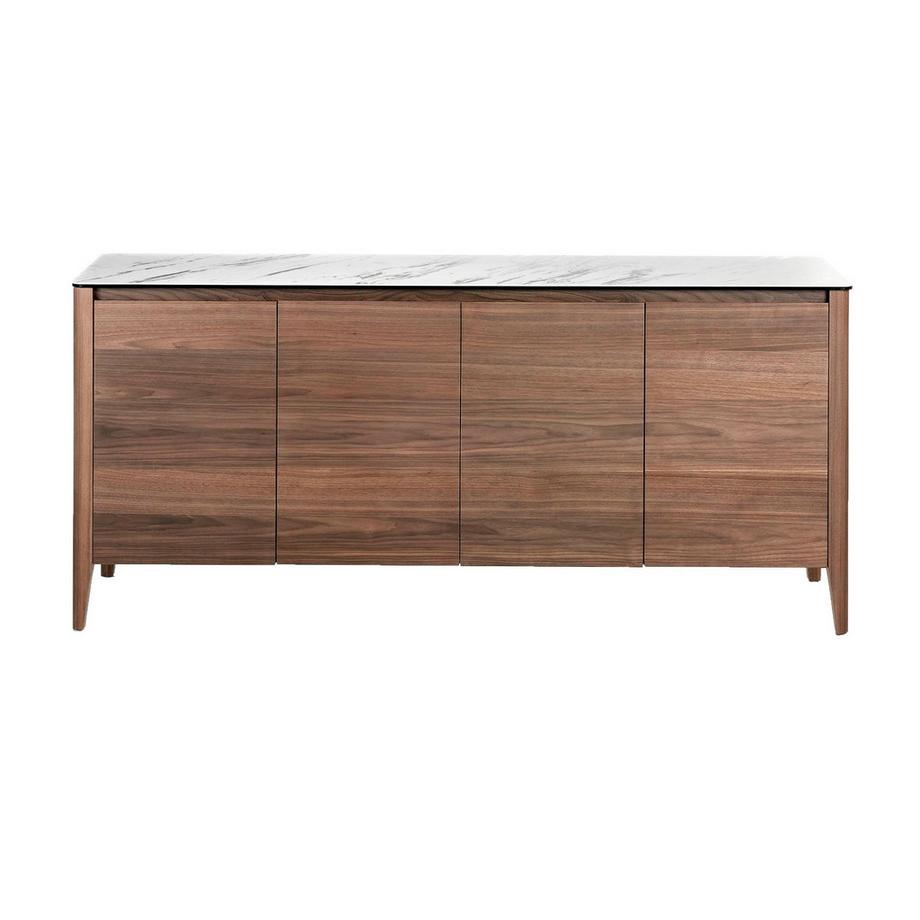 ANGEL CERDA Sideboard aus Nussbaumholz mit Glasplatte in Marmorimitation  