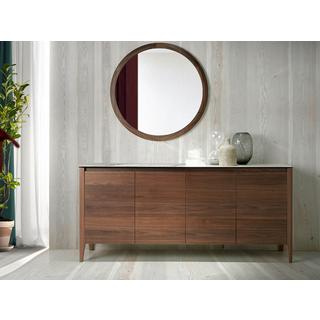 ANGEL CERDA Buffet en noyer avec plateau en verre imitation marbre  