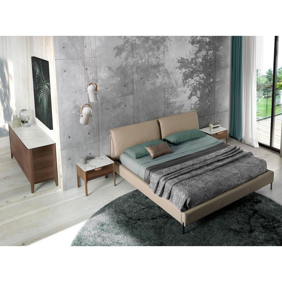 ANGEL CERDA Sideboard aus Nussbaumholz mit Glasplatte in Marmorimitation  