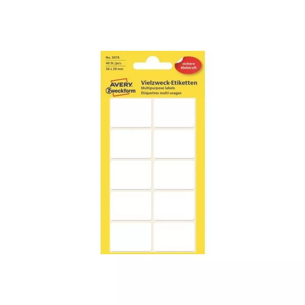 Avery-Zweckform – AVERY ZWECKFORM Etiketten 38×29mm, 40 Stück, One Size, Weiss