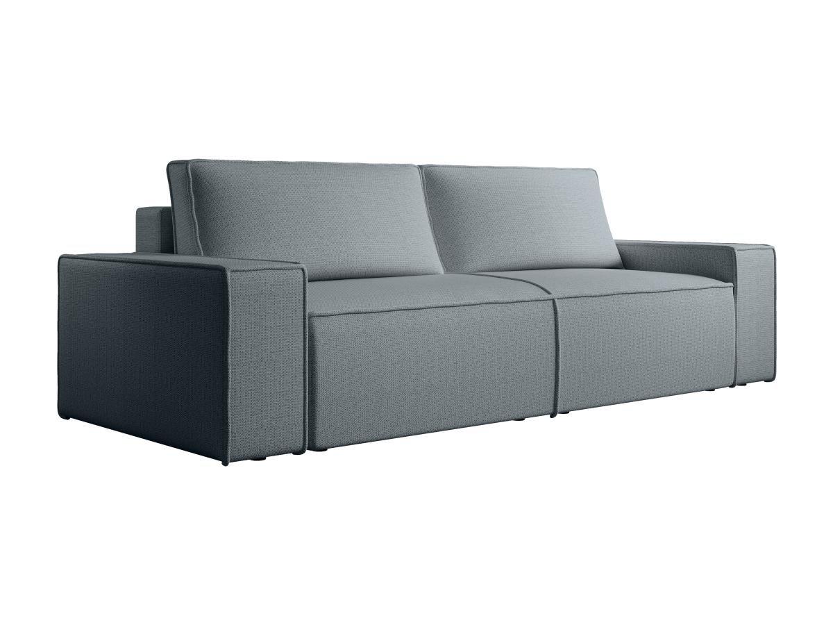 Vente-unique Sofa 4-Sitzer - Mit Schlaffunktion - Strukturstoff - Blau - AMELIA  
