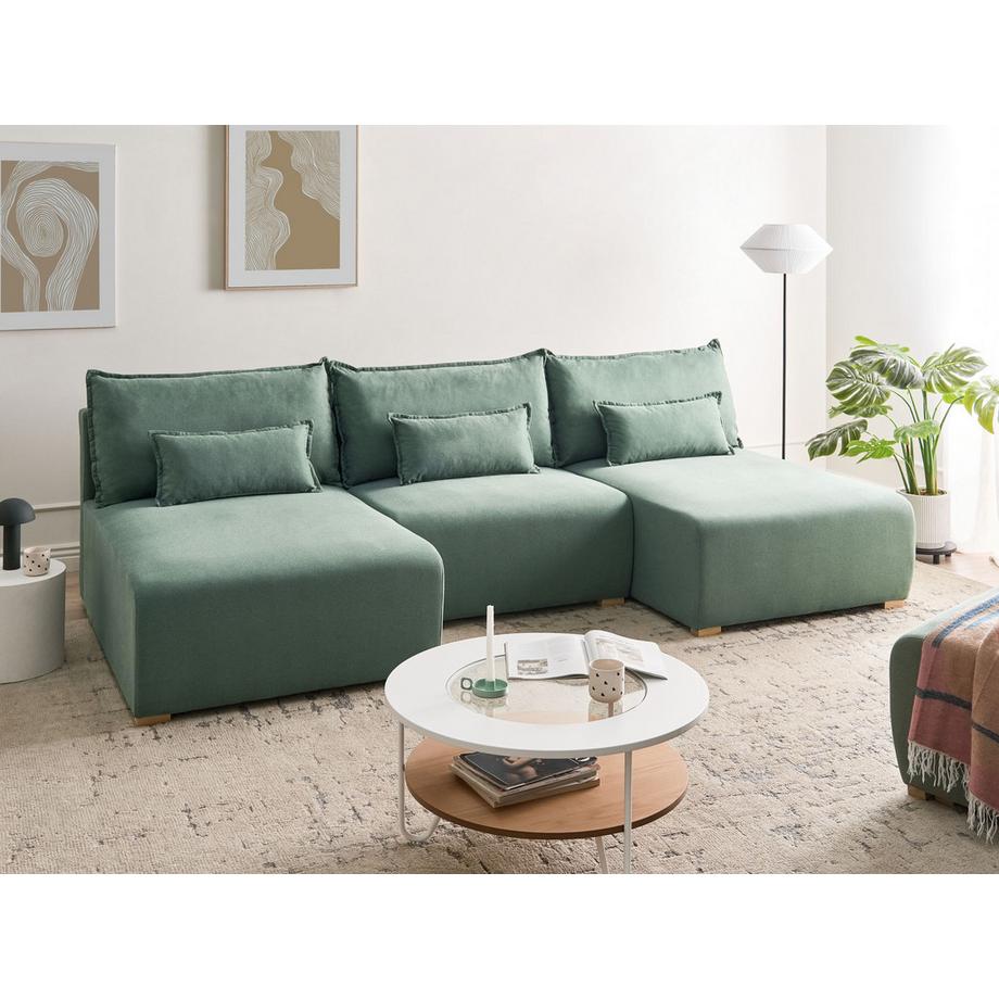 Beliani U-förmiges Sofa aus Stoff Minimalistisch NERBO  