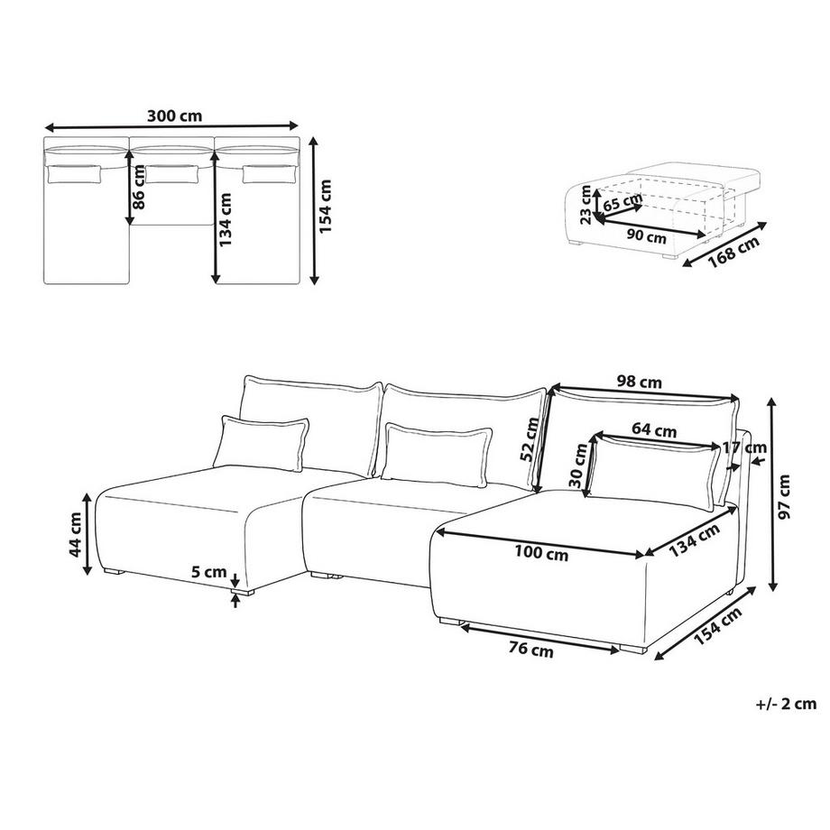 Beliani U-förmiges Sofa aus Stoff Minimalistisch NERBO  