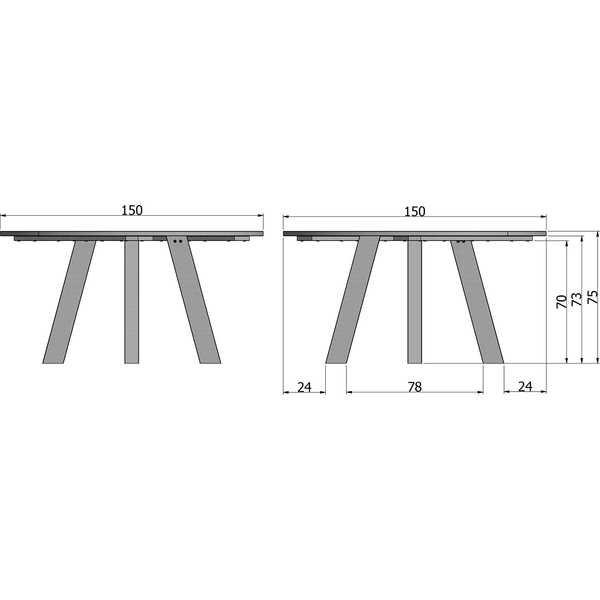 mutoni Table à manger Rhonda ronde 150x150 Blacknight (FSC)  