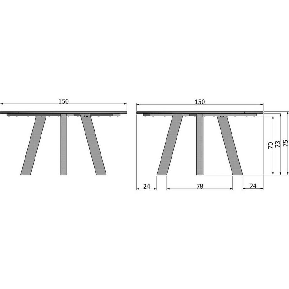 mutoni Table de salle à manger Rhonda ronde 150x150 blacknight (FSC)  