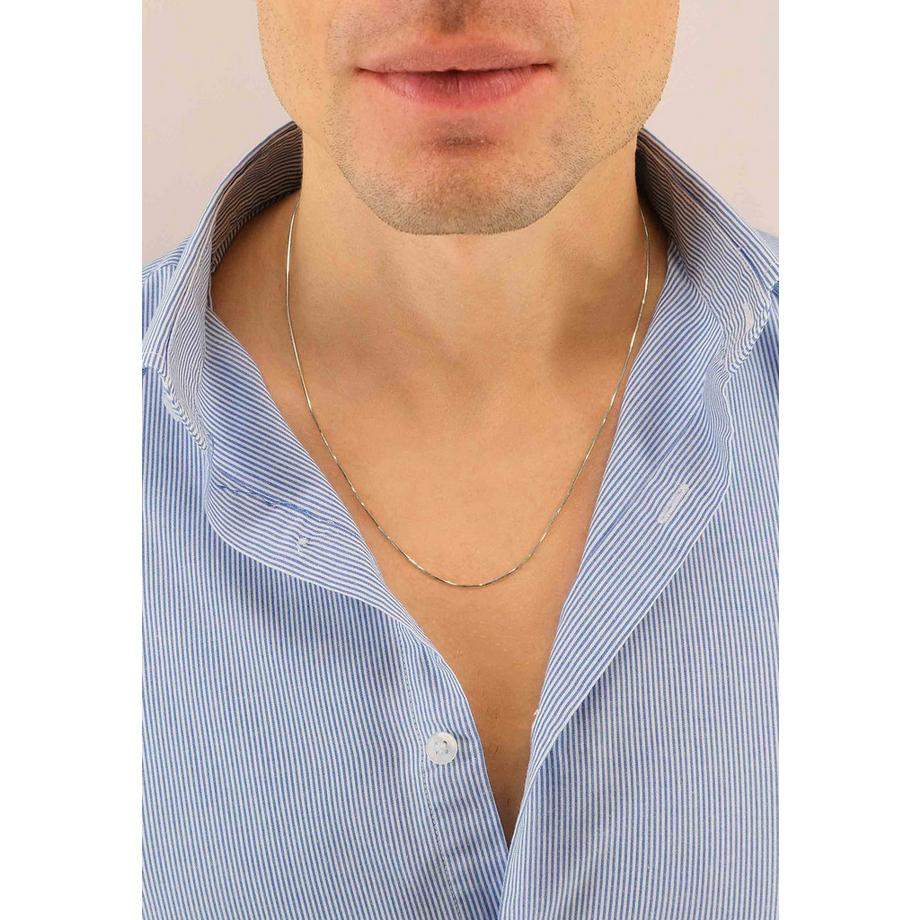 MUAU Schmuck  Collier Schlange Weissgold 750, 0.8mm, 45cm 