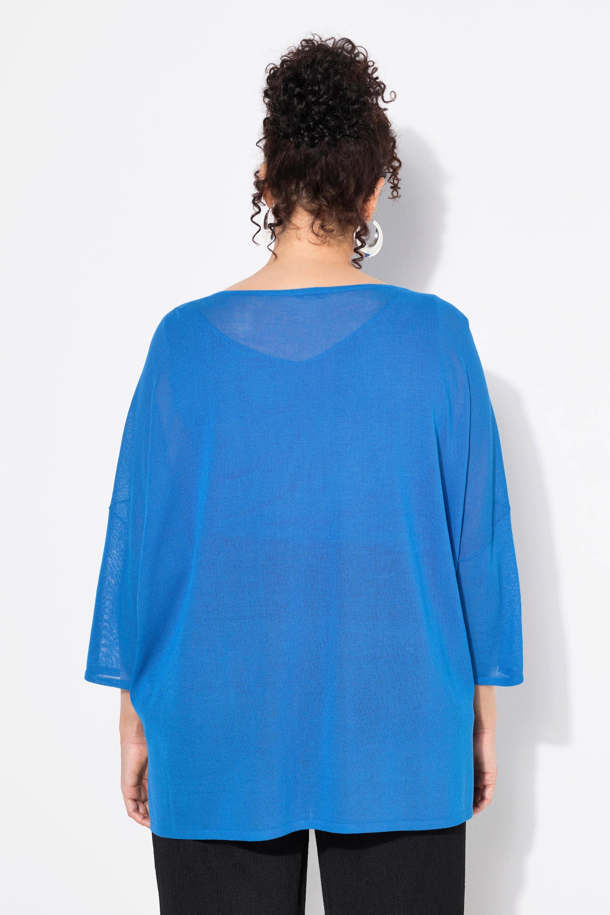 Ulla Popken Pull Oversize Maille Texturée Carreaux Encolure Ronde Manches Courtes  