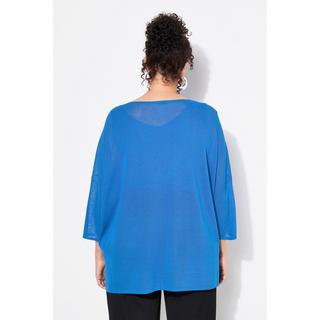 Ulla Popken Pull Oversize Maille Texturée Carreaux Encolure Ronde Manches Courtes  