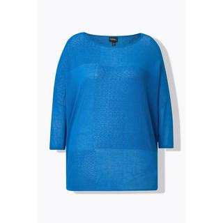 Ulla Popken Pull Oversize Maille Texturée Carreaux Encolure Ronde Manches Courtes  