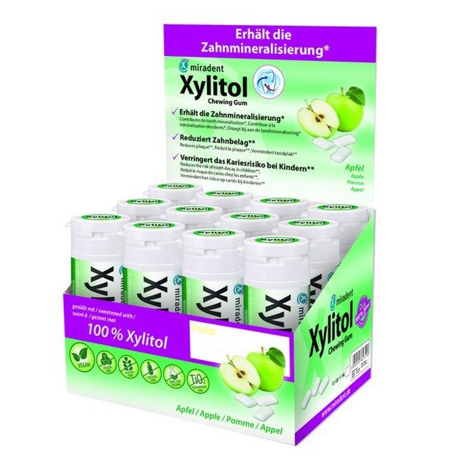 HERBA  Xylitol for Kids Zahnpflegekaugummi Apfel, Display 12 Dosen à 30 St. 