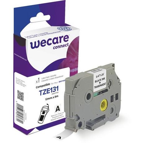 wecare  WECARE Band, laminiert schwarz/klar TZe-131WE ersetzt Ptouch Tze-131 12mm 